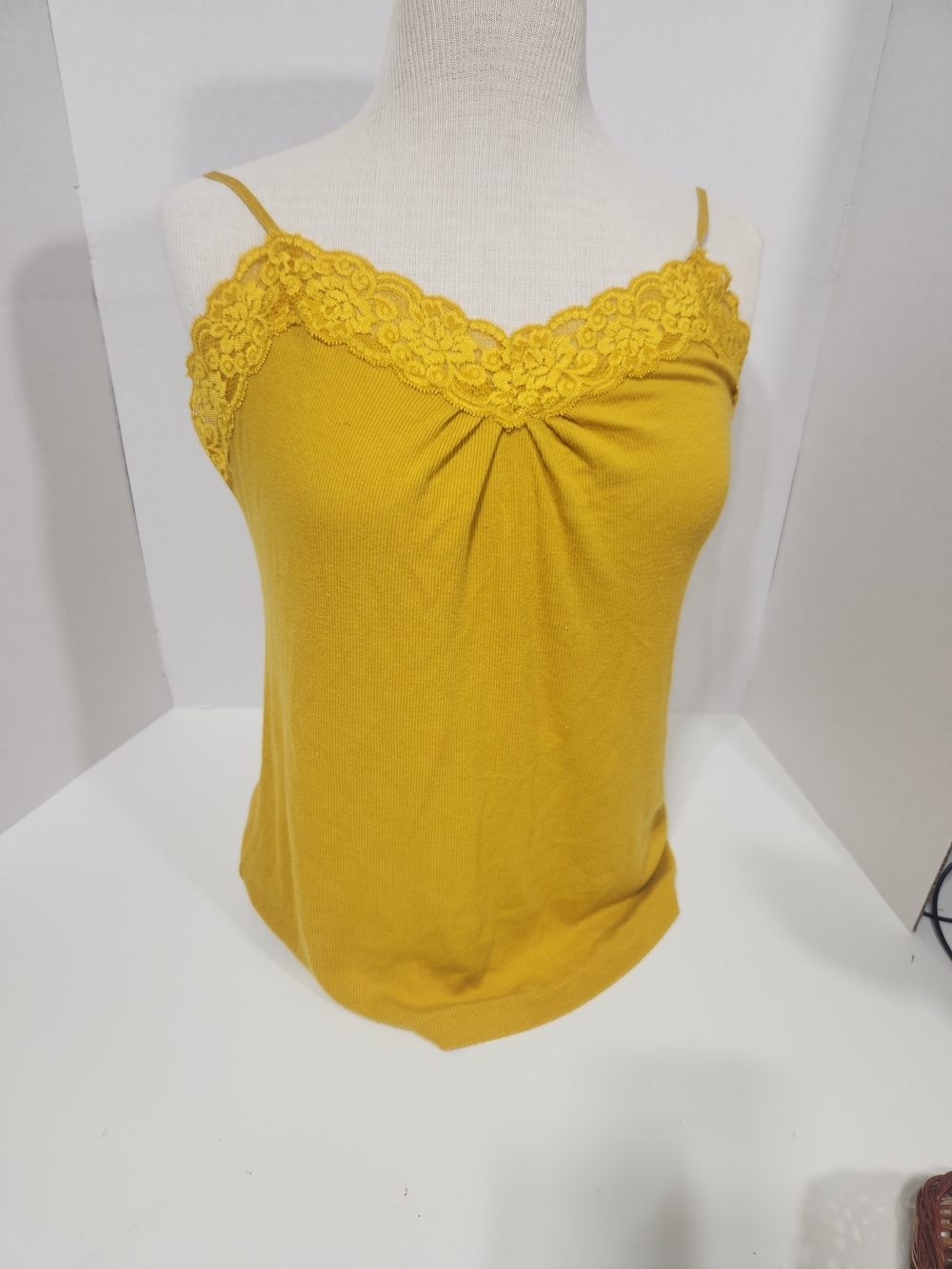Worthington Mustard Lace-Trim Tank